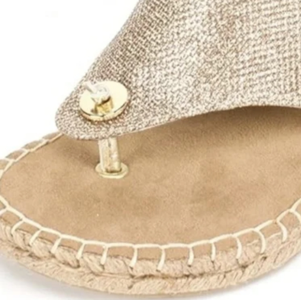 WHITE MOUNTAIN Gold Sparkle Espadrille Wedge Sandals - Picture 6 of 6
